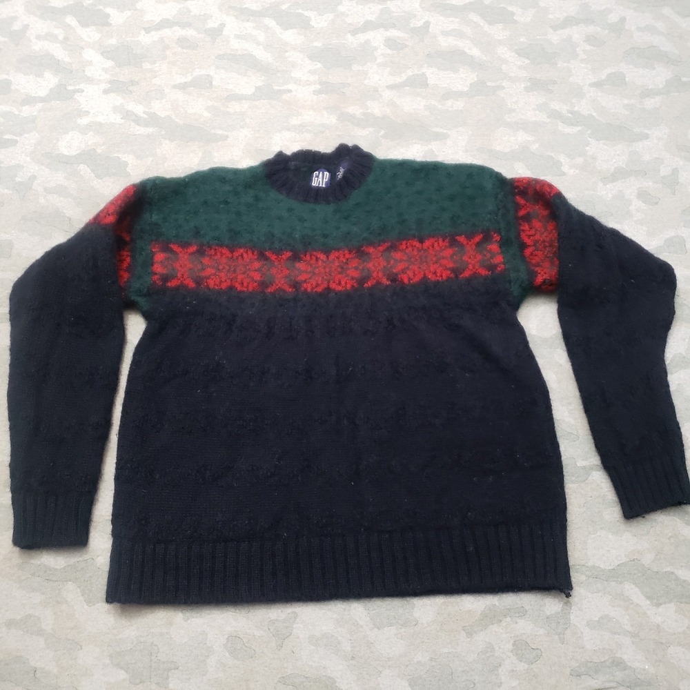 Vintage GAP Sweater Womens‎ XL Blue Pullover Wool Shetland Fair Isles